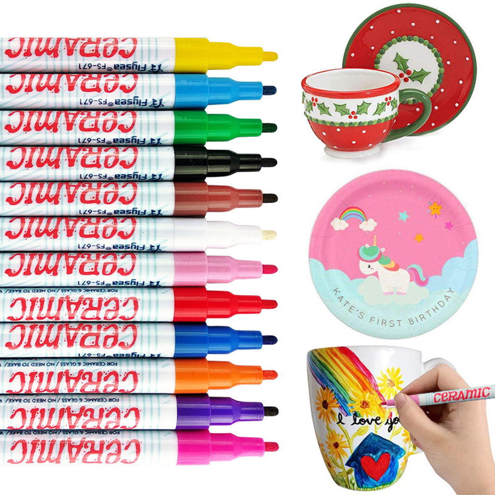 FLYSEA FS-671 12Pcs / Box Paint Pens for Ceramic Glass DIY Arts Crafts Marker Pens 1.0mm Fine Tip FLYSEA FS-671 12Pcs / Box Paint Pens for Ceramic Glass DIY Arts Crafts Marker Pens 1.0mm Fine Tip